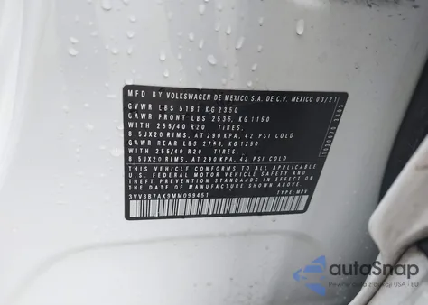 2021 Volkswagen Tiguan 2.0T Se/2.0T Se R-Line Black/2.0T Sel from USA, damaged, VIN 3VV3B7AX9MM099451